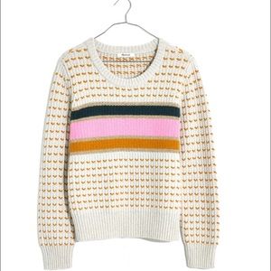 Madewell striped barfield sweater heather blizzard